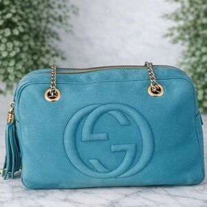 Gucci Soho Blue Nubuck Leather Shoulder Bag